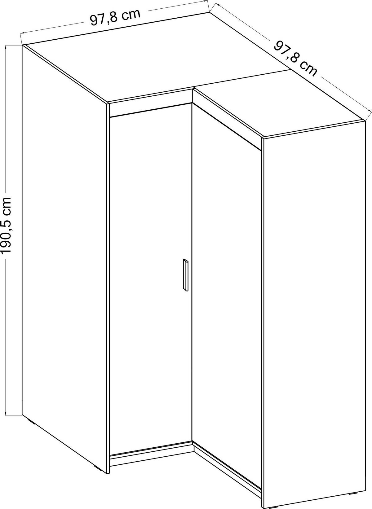 ECKSCHRANK Storicos Geölte Eiche 97,8/190,5/97,8 cm – Modern, ideal für Ecken - Eichefarben, Holzwerkstoff/Kunststoff (97.8/190.5/97.8cm) - AX Living