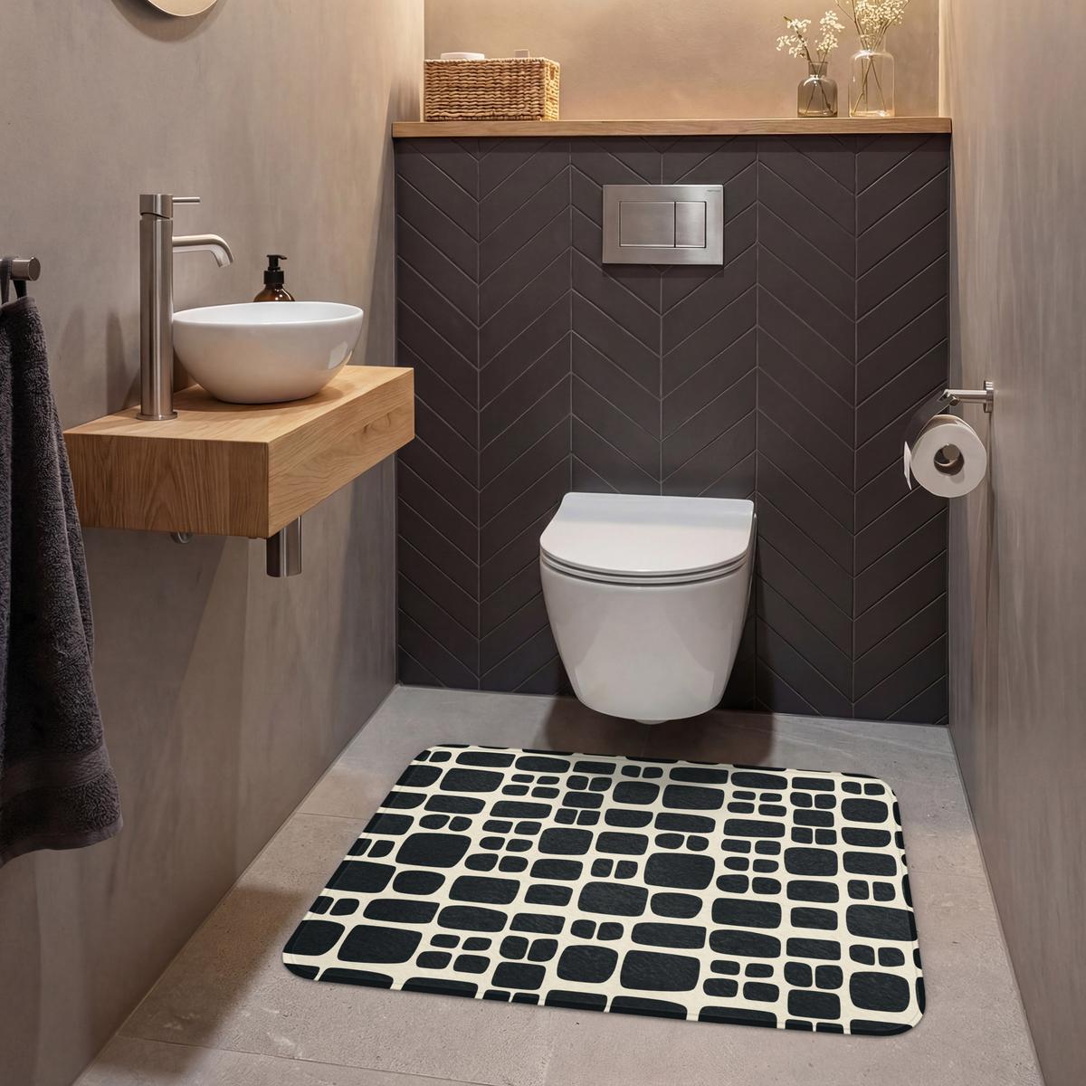WC-VORLEGER Modern - Bio - Schwarz Toilettenteppich 90x60 cm - Anthrazit, Textil (90/1cm) - OnlyWow