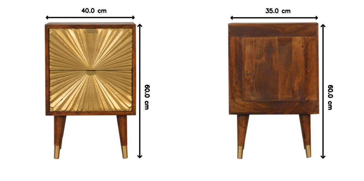 NACHTTISCH Kastanien-Finish, 2 Schubladen, Gold und Braun - Goldfarben/Braun, Holz (35/60/40cm) - Artisan Furniture