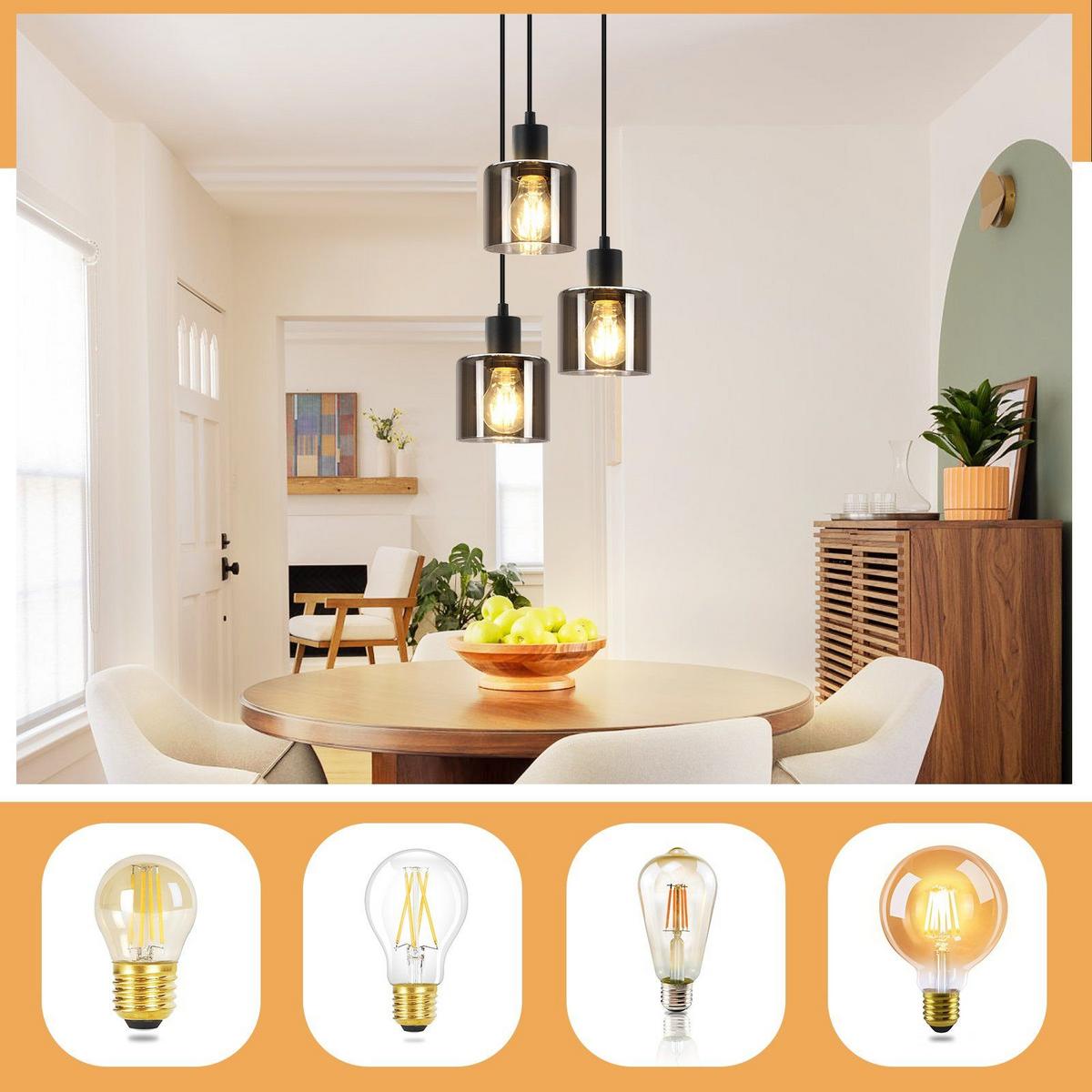 PENDELLEUCHTE Klassik 3-flammig 26/26/195 cm - Grau, Glas (26/26/195cm) - Nettlife