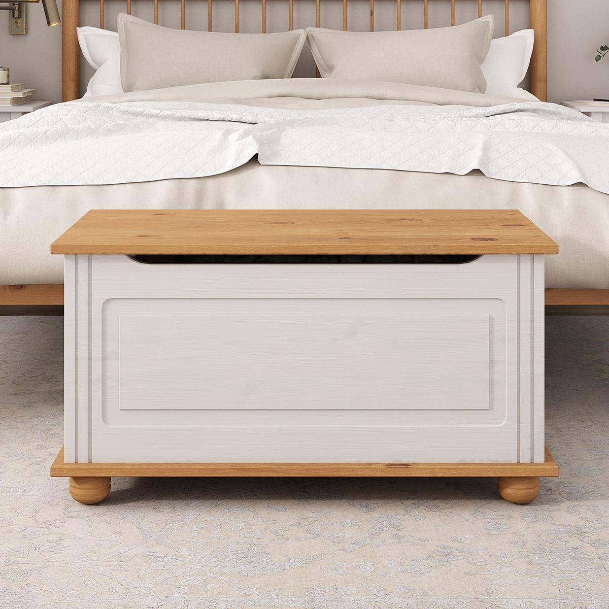 SITZTRUHE BRISTOL weiß/braun - Weiß/Braun, Holz (85/45/43cm) - IDIMEX