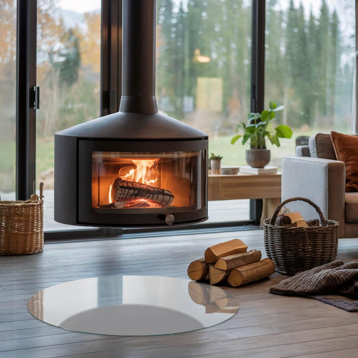GLASPLATTE für Kamin Ø 80 cm - Grau, Glas (80/80/0.4cm) - TULUP