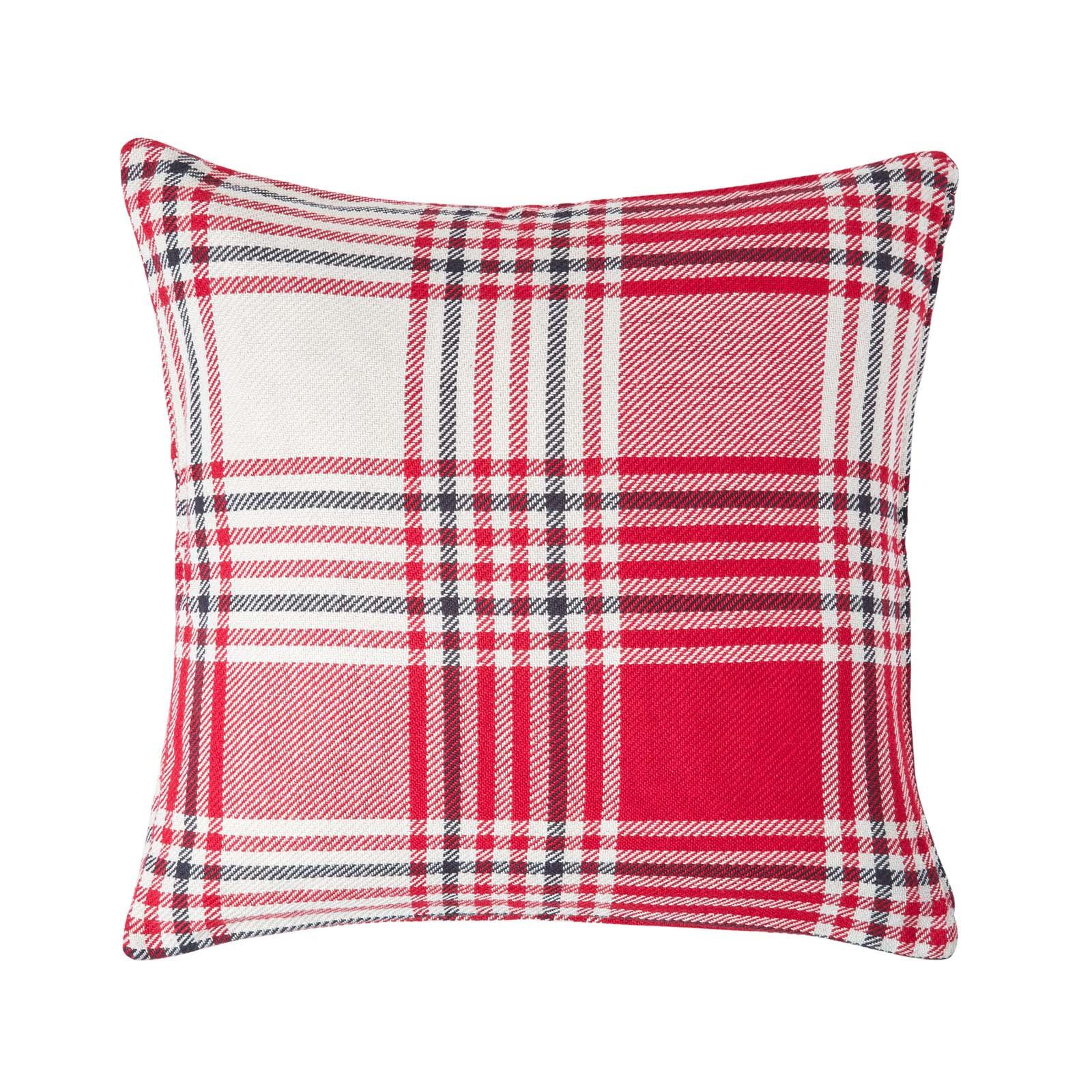 KISSENHÜLLE Schottenkaro 45/45 cm - Rot/Weiß, Textil (45/45cm) - Homescapes