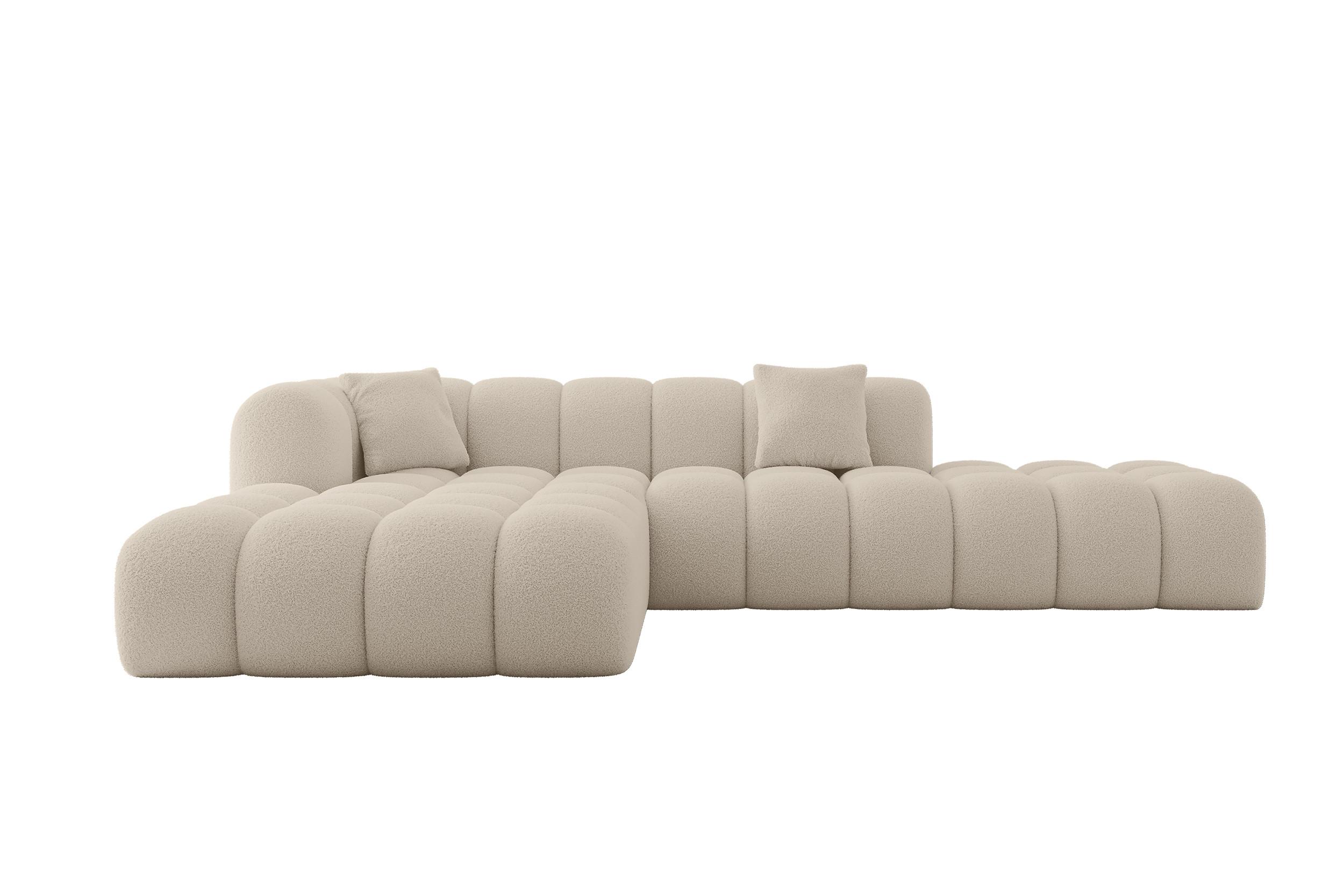 ECKSOFA Ottomane Links OLEA-L2 - 289x176x71 cm Beige - Hellbraun/Schwarz, Holzwerkstoff/Kunststoff (289/176cm)