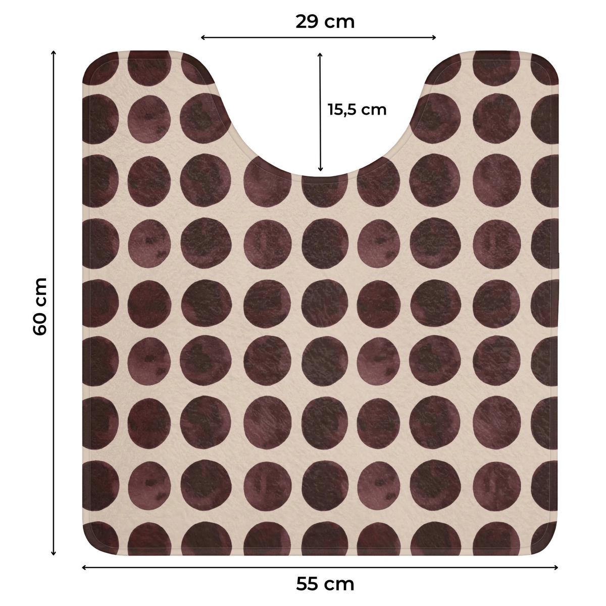 WC-VORLEGER Polka dots - Muster - Braun Toilettenvorleger 55x60 cm - Bordeaux, Textil (55/1cm) - OnlyWow