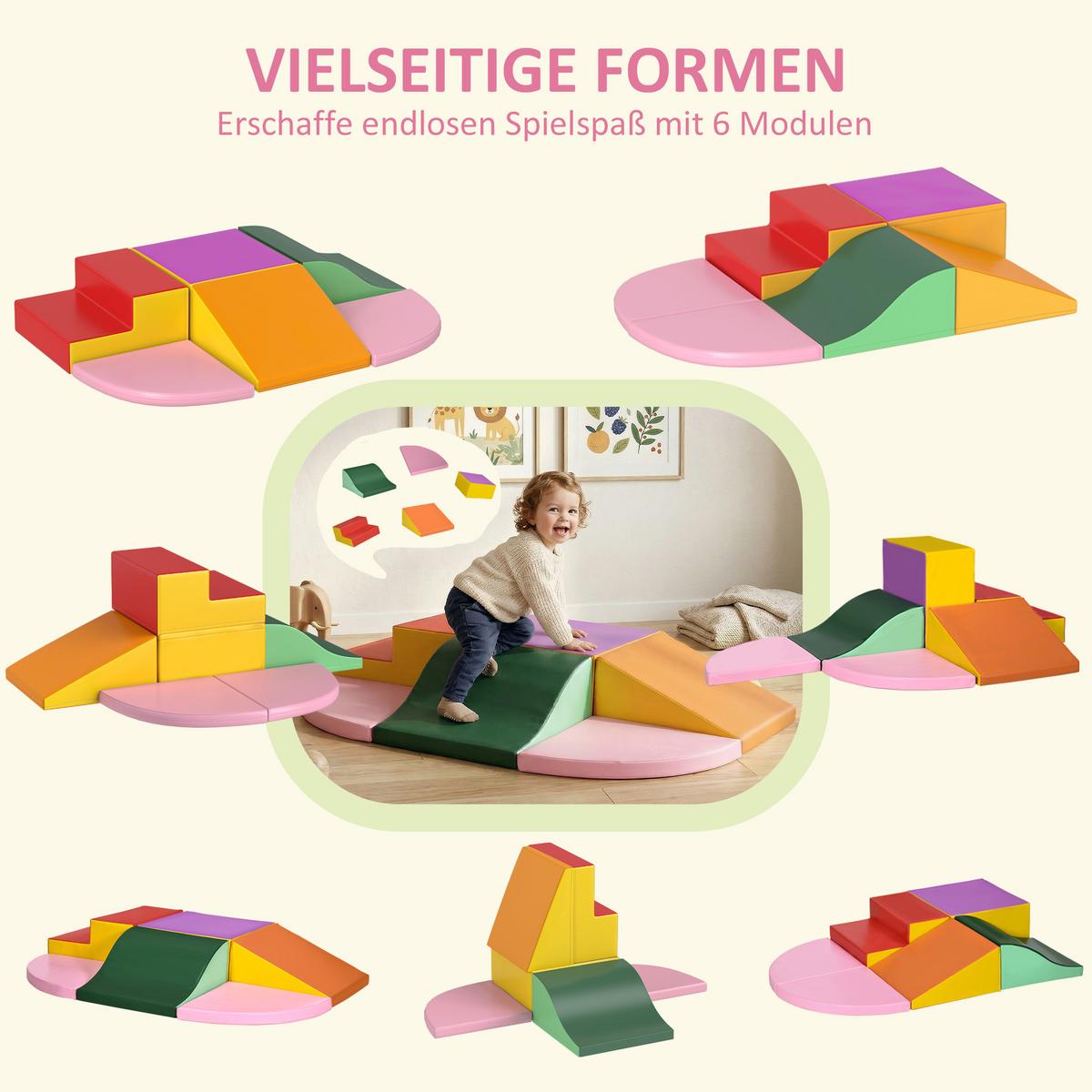 SCHAUMSTOFF-BAUSTEINE 6er Set PU EPE Mehrfarbig - Multicolor, Kunststoff (100/150cm) - HOMCOM
