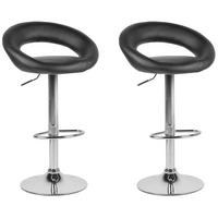 BARHOCKER 2er-Set Kunstleder Schwarz Peoria - Schwarz, Textil/Metall (54/101/40cm) - Beliani