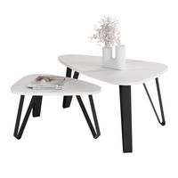 SATZTISCH NOA Stahlgestell, Freiform, Schwarz / Bianco Marmor - Perlmutt/Schwarz, Holzwerkstoff/Metall (94/60/42cm) - Idohome