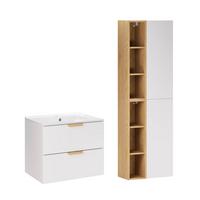 BADMÖBEL 61cm Oria 2er-Set Weiß - Weiß, Holzwerkstoff (61/50/46cm) - Petits-meubles