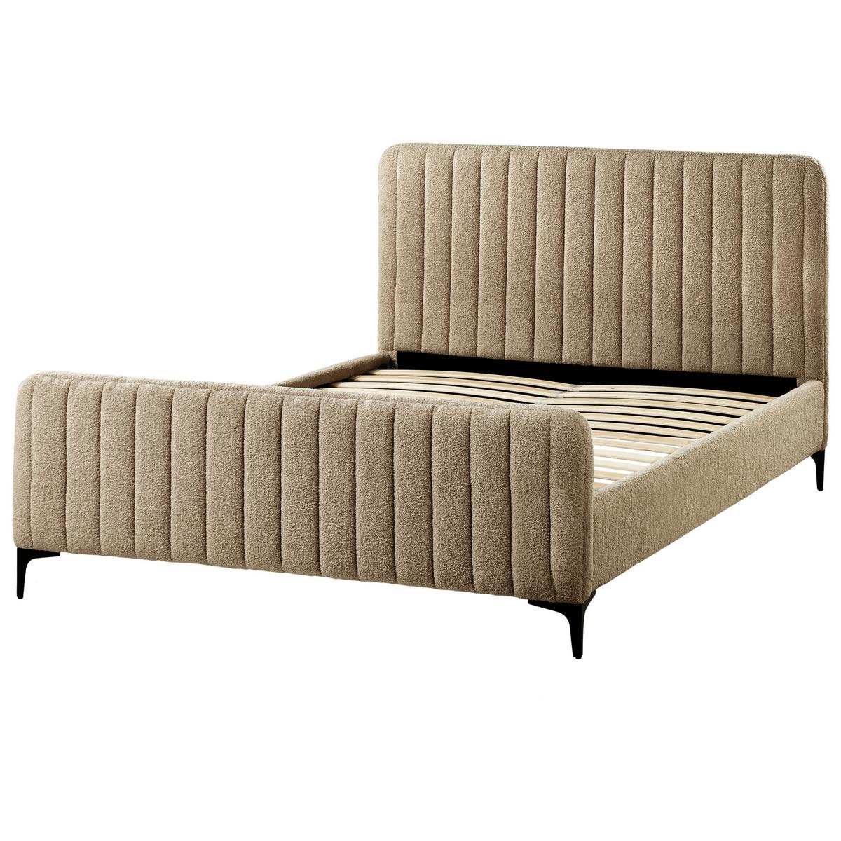 POLSTERBETT mit Lattenrost 140/200 cm Beige Lunan - Taupe, Textil (140/200cm) - Beliani