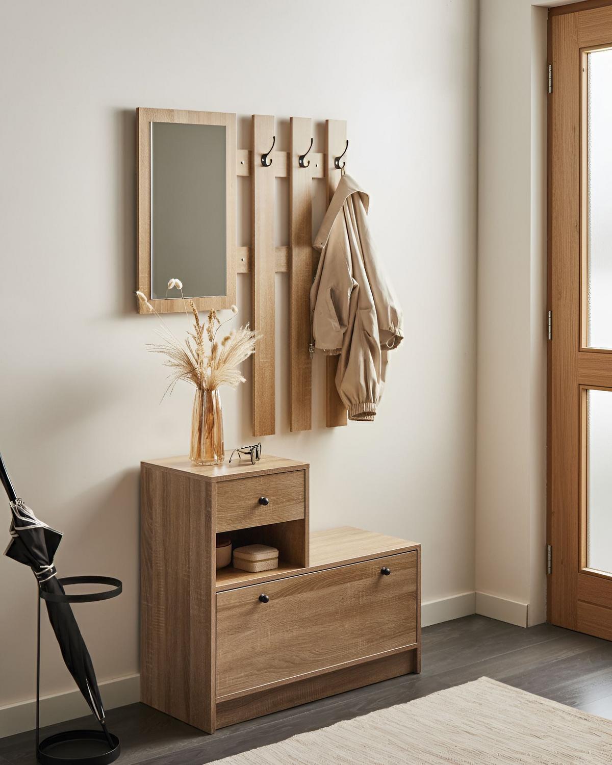 FLUR-SET Hellbraun Cooma - Hellbraun/Braun, Holzwerkstoff (77/70/35cm) - Beliani