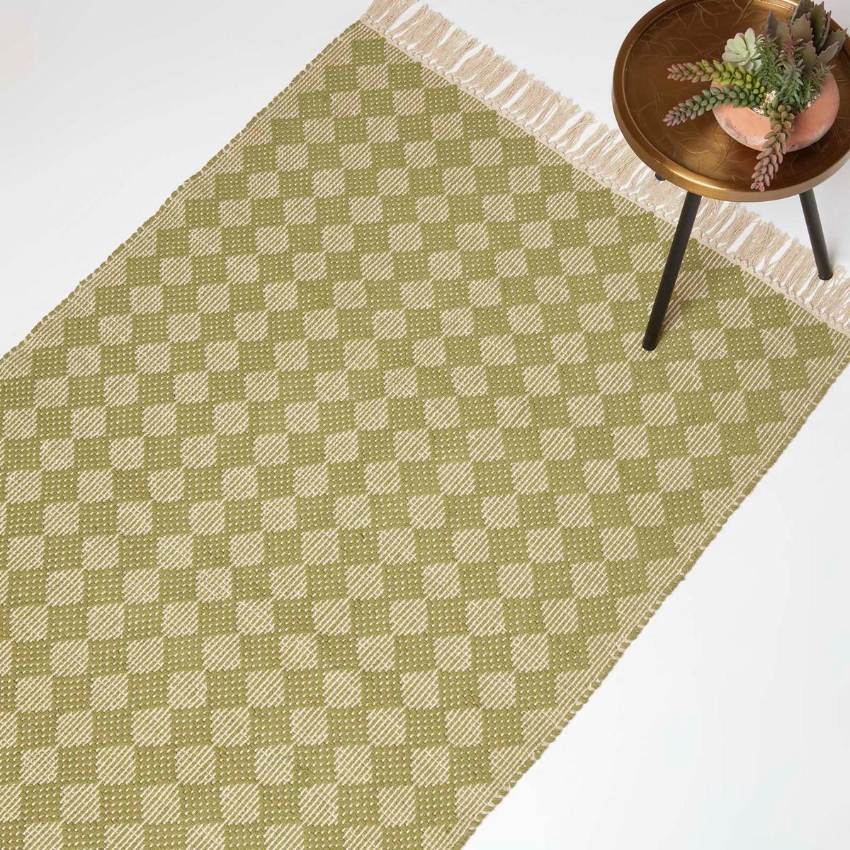 HANDWEBTEPPICH Lima geometrisch gemustert 90/150 cm - Grün, Textil (90/150cm) - Homescapes