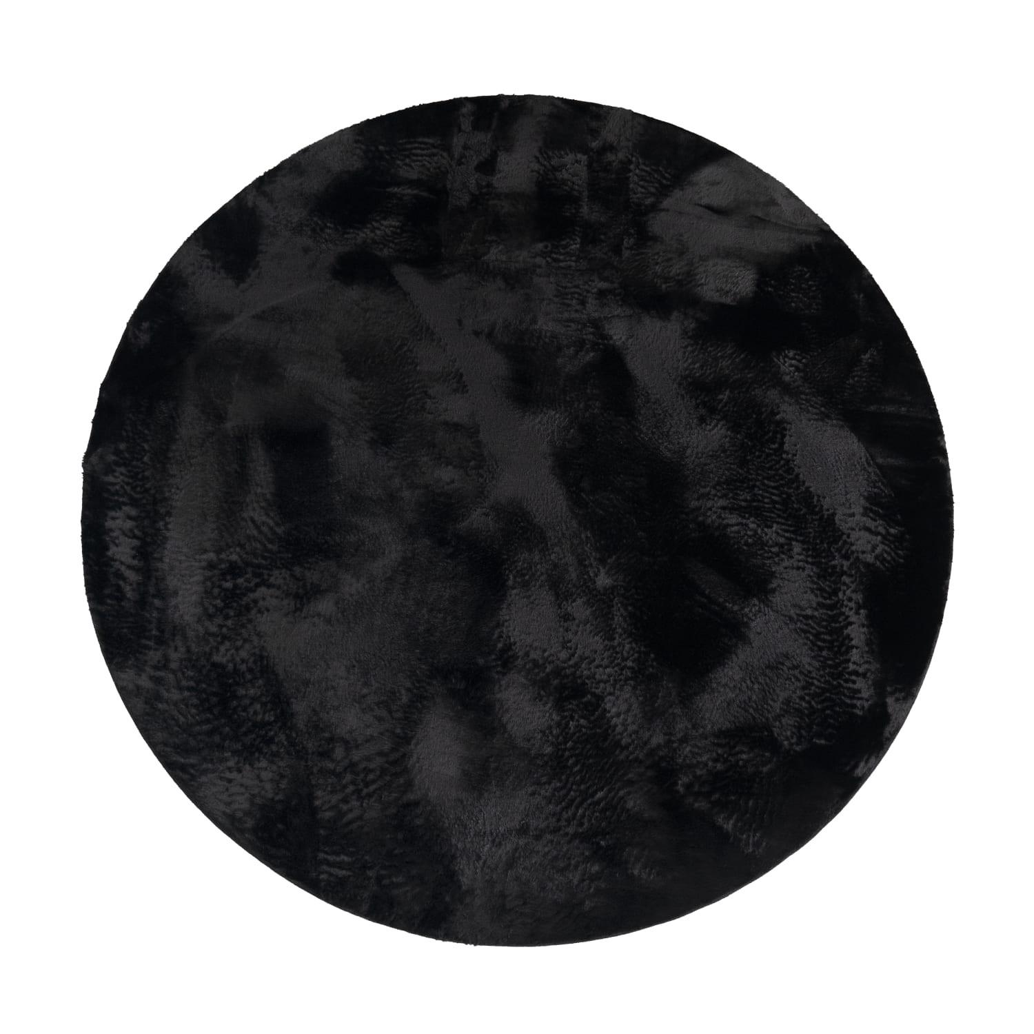 KURZFLORTEPPICH, einfarbig, aus Polyester, Schwarz, Ø 80 cm - Schwarz, Textil (80/80cm) - KADIMA DESIGN