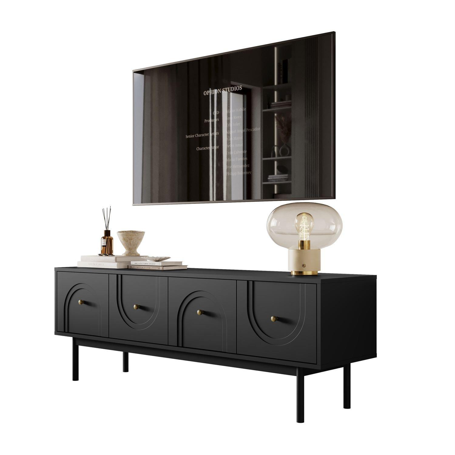 TV-SCHRANK LIBERTY auf Holzbeinen schwarz - Schwarz, Holzwerkstoff (154/53.5/39cm) - Lookway