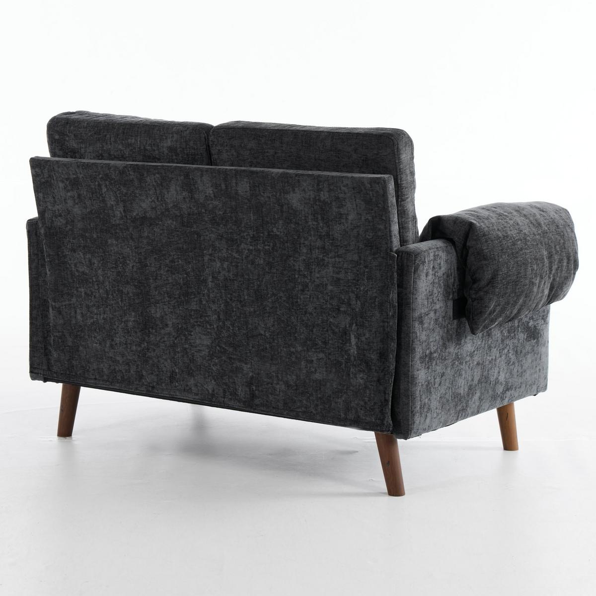 2-SITZER-SOFA aus schwarzem chenille, kompakt und platzsparend - Schwarz, Textil (70/85/124cm) - Urban Meuble