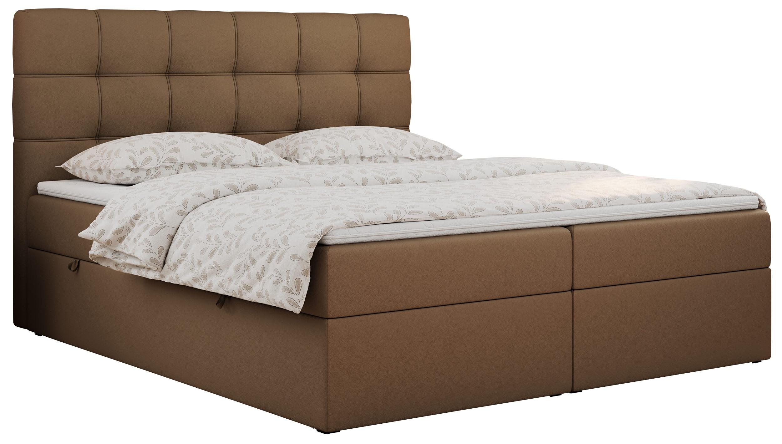 BOXBETT ERNI 160/200 - Braun Kunstleder - H3 - Braun, Holz/Textil (160/200cm) - MKS