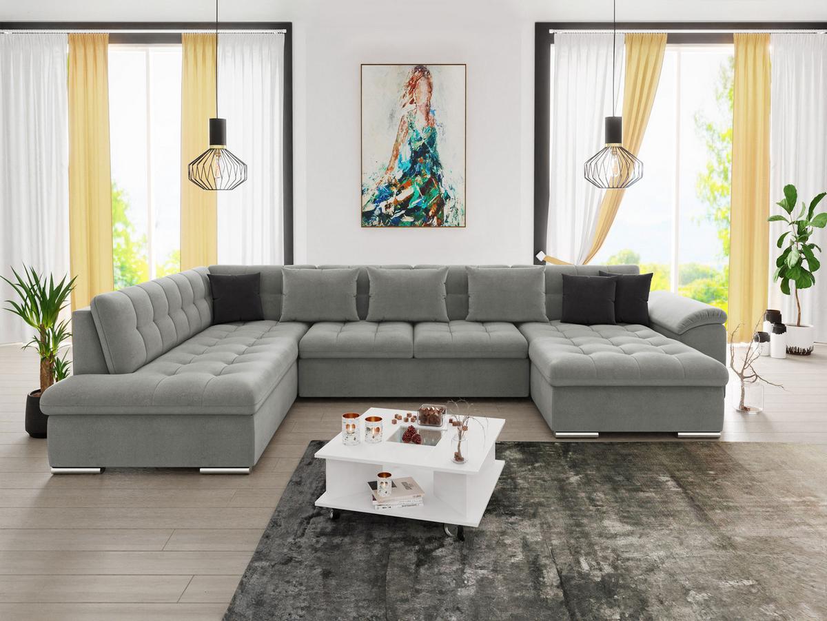 WOHNLANDSCHAFT Niko Bis Lux, Seite: Rechts - Grau, Holz/Textil (348/76/205cm) - MIRJAN24
