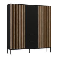 SCHRANK 3 Türen Melchior Schwarz - Schwarz, Holzwerkstoff (100/200/60cm) - Petits-meubles