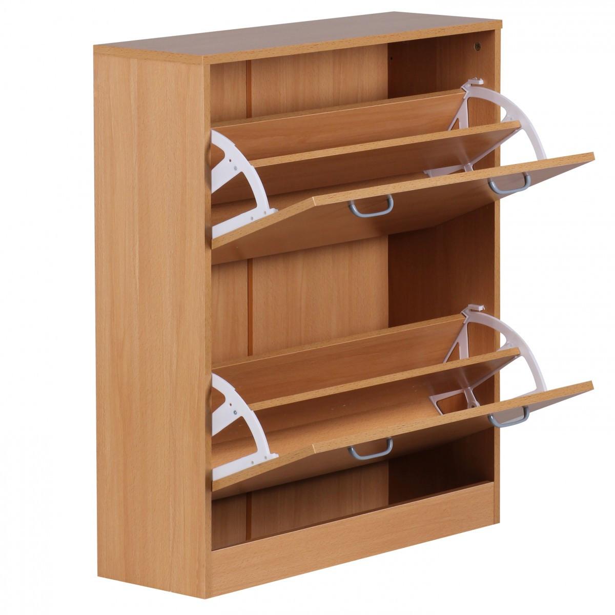 SCHUHREGAL Holz für 20 Paar Schuhe mit offenen Fächern, Beige 75x24x87 cm - Beige/Braun, Holz/Kunststoff (75/87/24cm) - KADIMA DESIGN