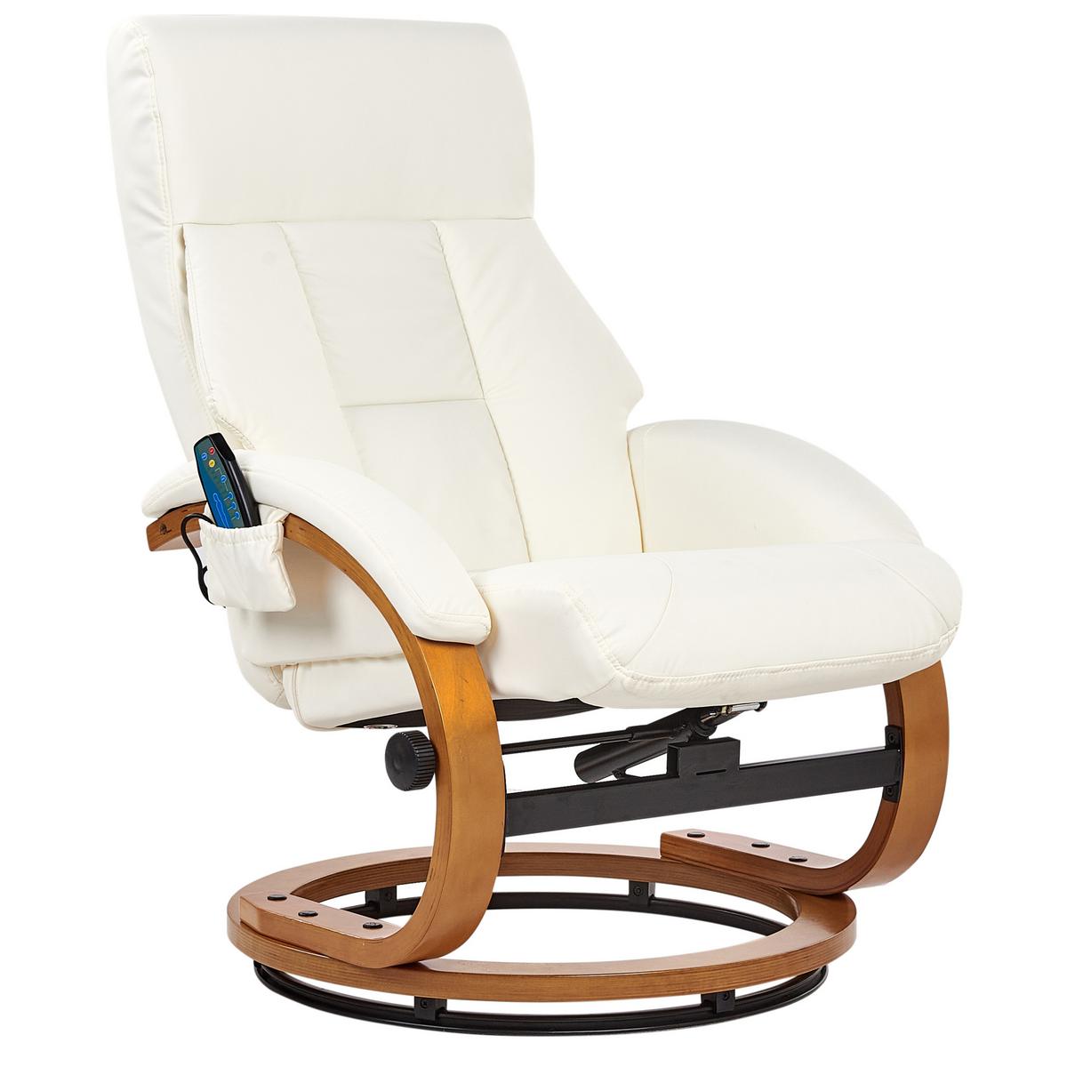 MASSAGESTUHL Weiß Force - Weiß/Braun, Kunststoff (55/100/80cm) - Beliani