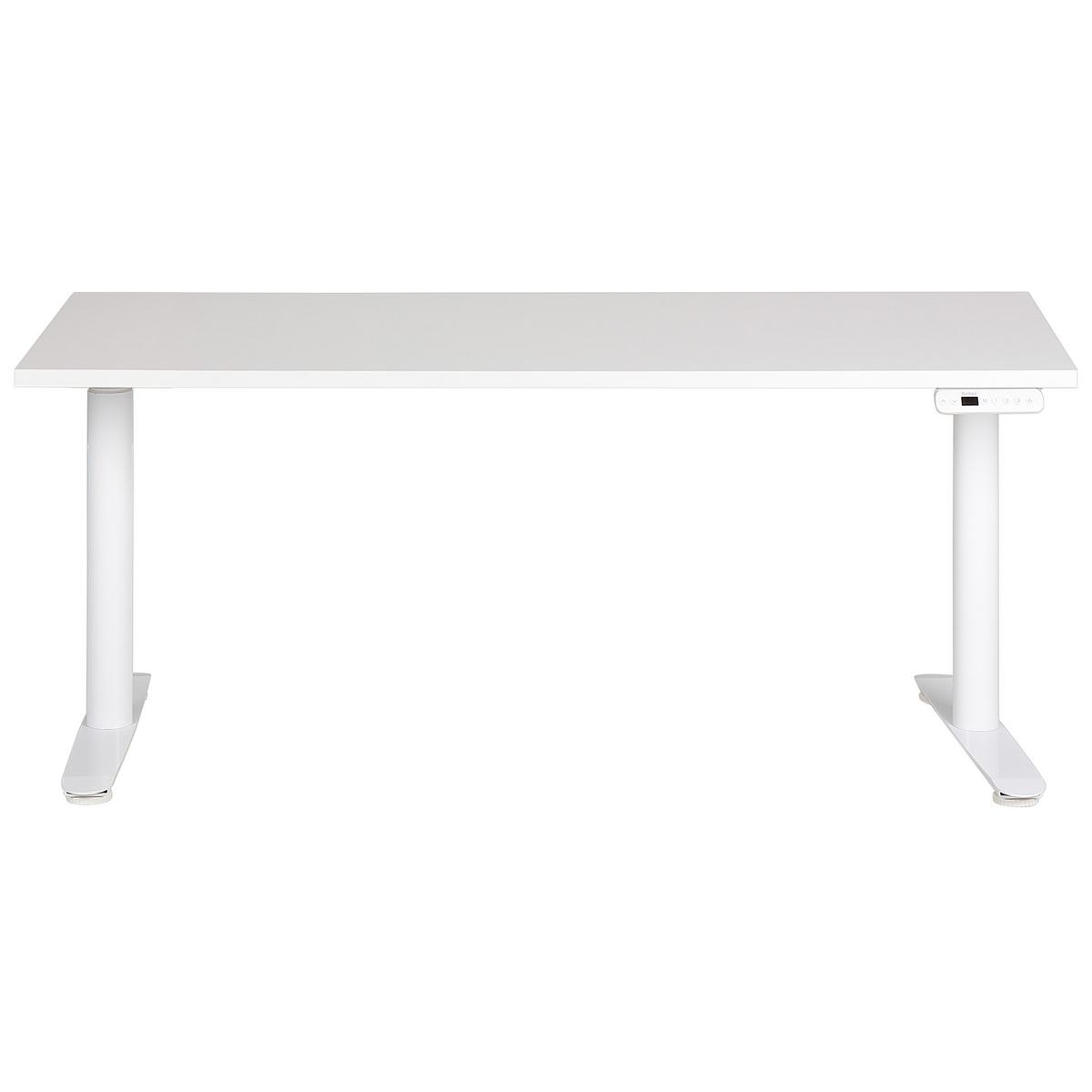 SCHREIBTISCH weiß 160/72 cm elektrisch höhenverstellbar Destin IV - Weiß, Holz (120/72/67cm) - Beliani