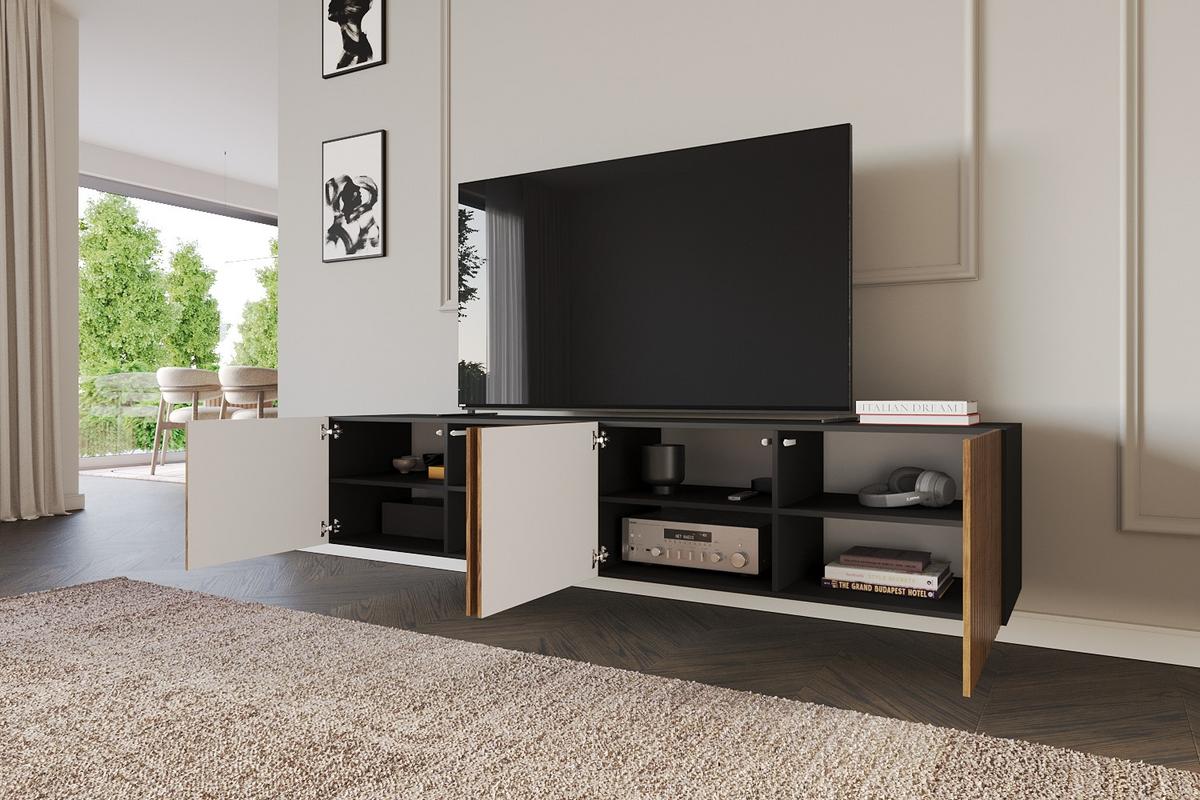 LOWBOARD KITO-W 2x100x40x40 cm - Schwarz / Katania - Eiche Wotan/Schwarz, Holzwerkstoff (200/40/40cm) - ALTDECOR