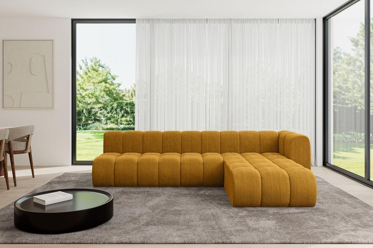 ECKSOFA modulares Sofa Darnel-L2 - 296x177x70 cm Senfgelb - Currygelb, Holzwerkstoff/Textil (296/177cm) - ALTDECOR