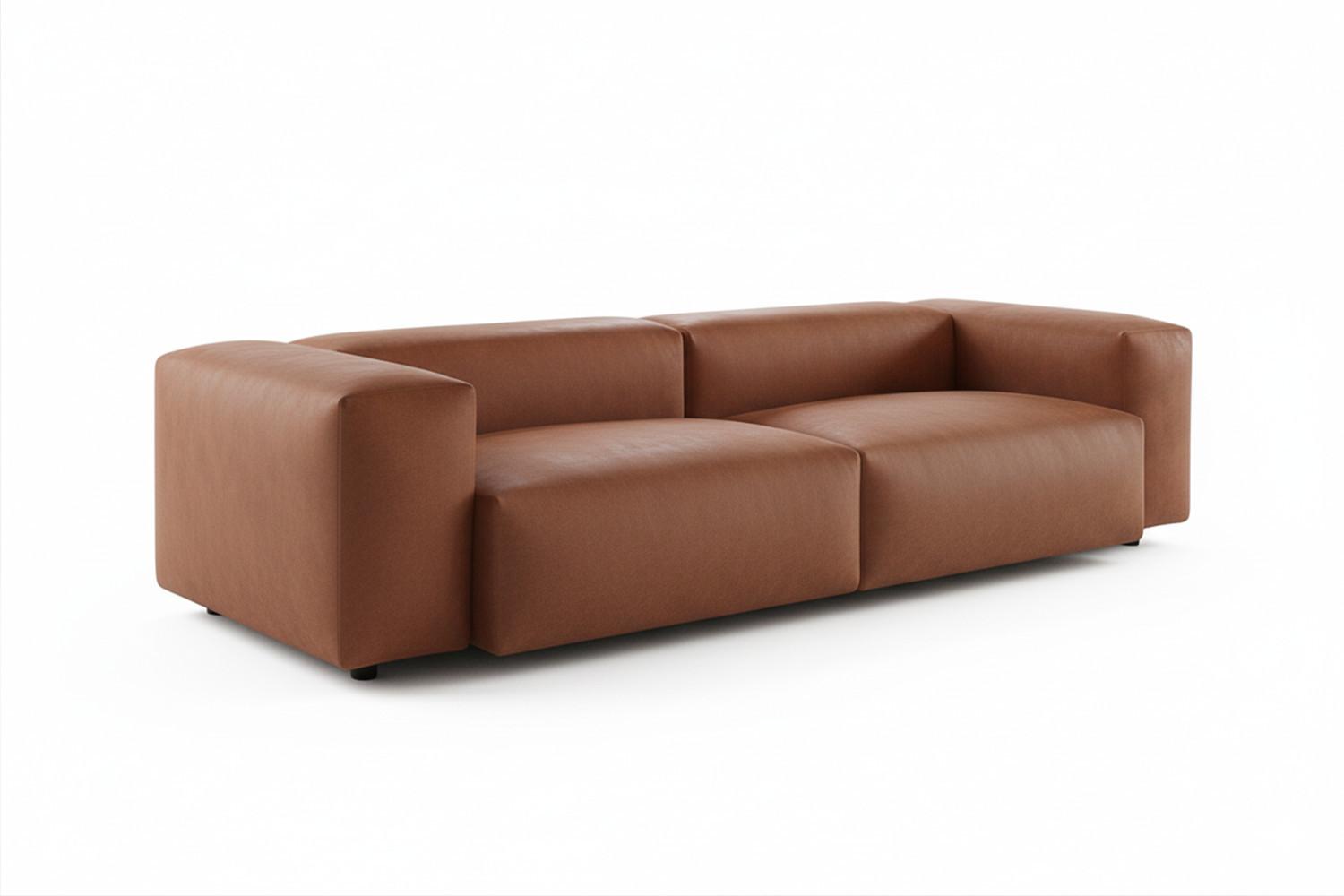 SOFA CELESTE Braun Lederfaserstoff - Schwarz/Braun, Leder/Kunststoff (302/72/114cm) - KAWOLA