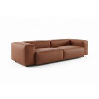SOFA CELESTE Braun Lederfaserstoff - Schwarz/Braun, Leder/Kunststoff (302/72/114cm) - KAWOLA