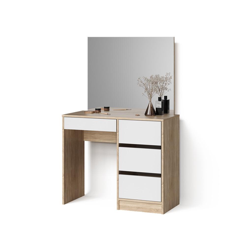 SCHMINKTISCH Imola Sonoma 90 cm mit Spiegel - Sonoma Eiche, Holzwerkstoff (90/75/40cm) - Livinity®