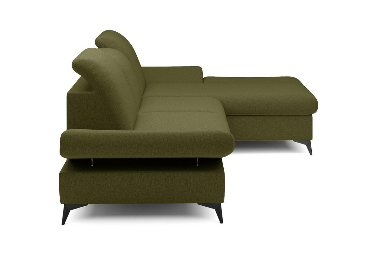 ECKSOFA FELICE R-S Grün Geflochtener Stoff mit Schlaffunktion - Grün, Holz (284/166cm) - MASSENO