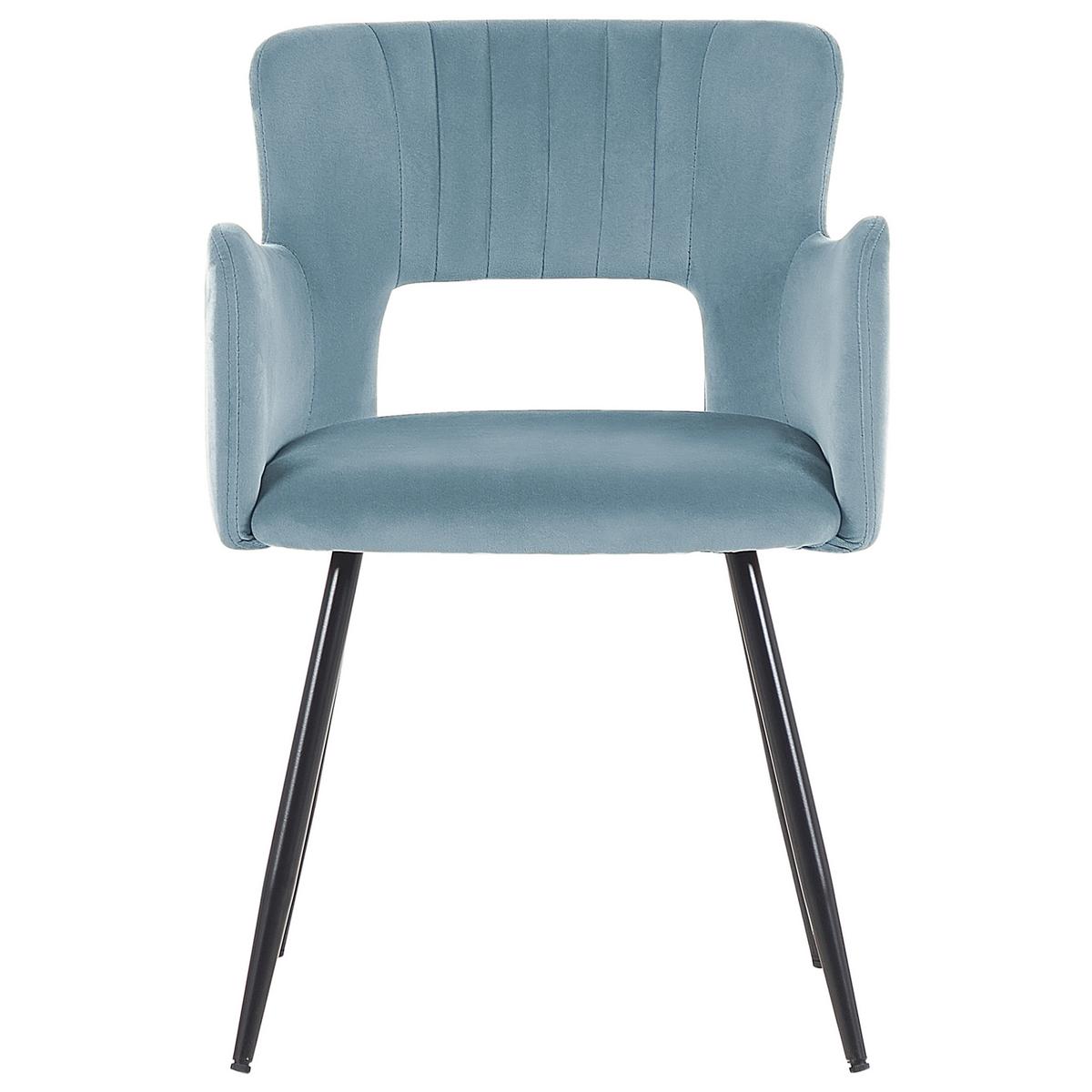 ESSZIMMERSTUHL 2er-Set Samtstoff Hellblau Sanilac - Hellblau, Textil/Metall (52/75/44cm) - Beliani