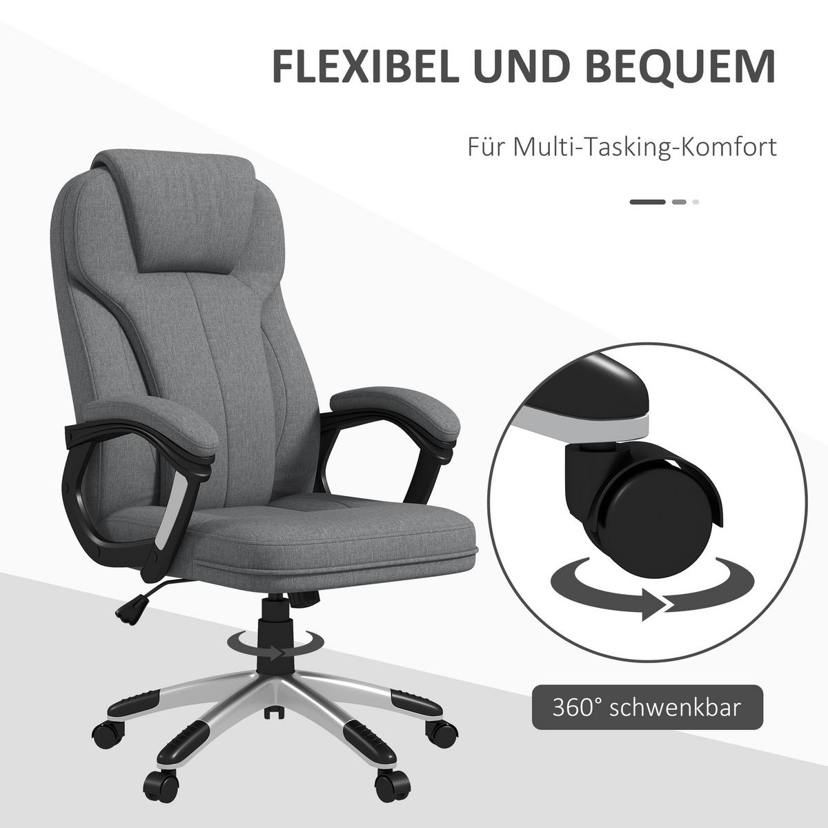 BÜROSTUHL, Ergonomisch, Grau - Grau, Kunststoff (75/120/66cm) - Vinsetto