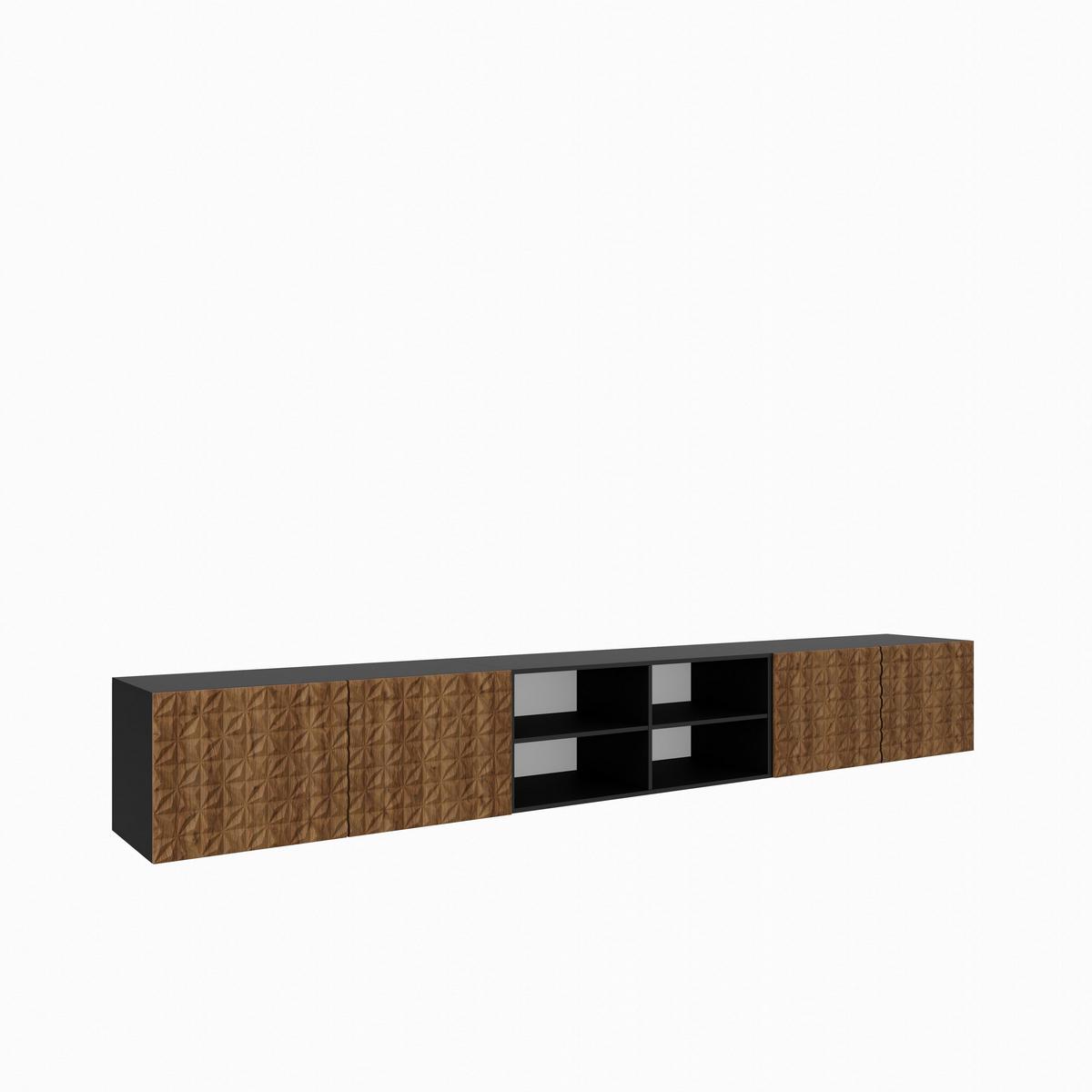 LOWBOARD ROVA 300/41/40 cm, Hängender TV-Schrank Schwarz / Eichefarben - Eichefarben/Schwarz, Holzwerkstoff (300/41/40cm) - MASSENO