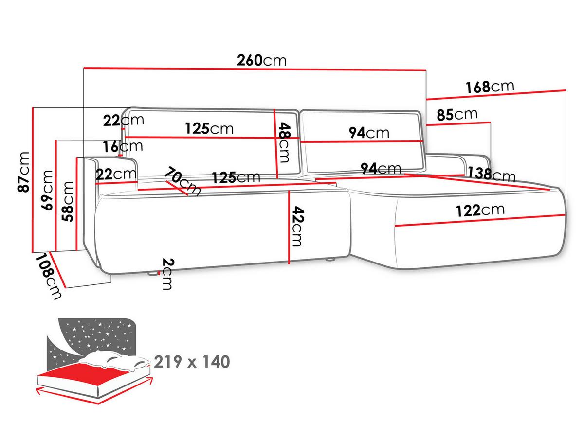 ECKSOFA Mono, Seite: Links - Hellbraun/Schwarz, Holz/Kunststoff (260/168cm) - MIRJAN24