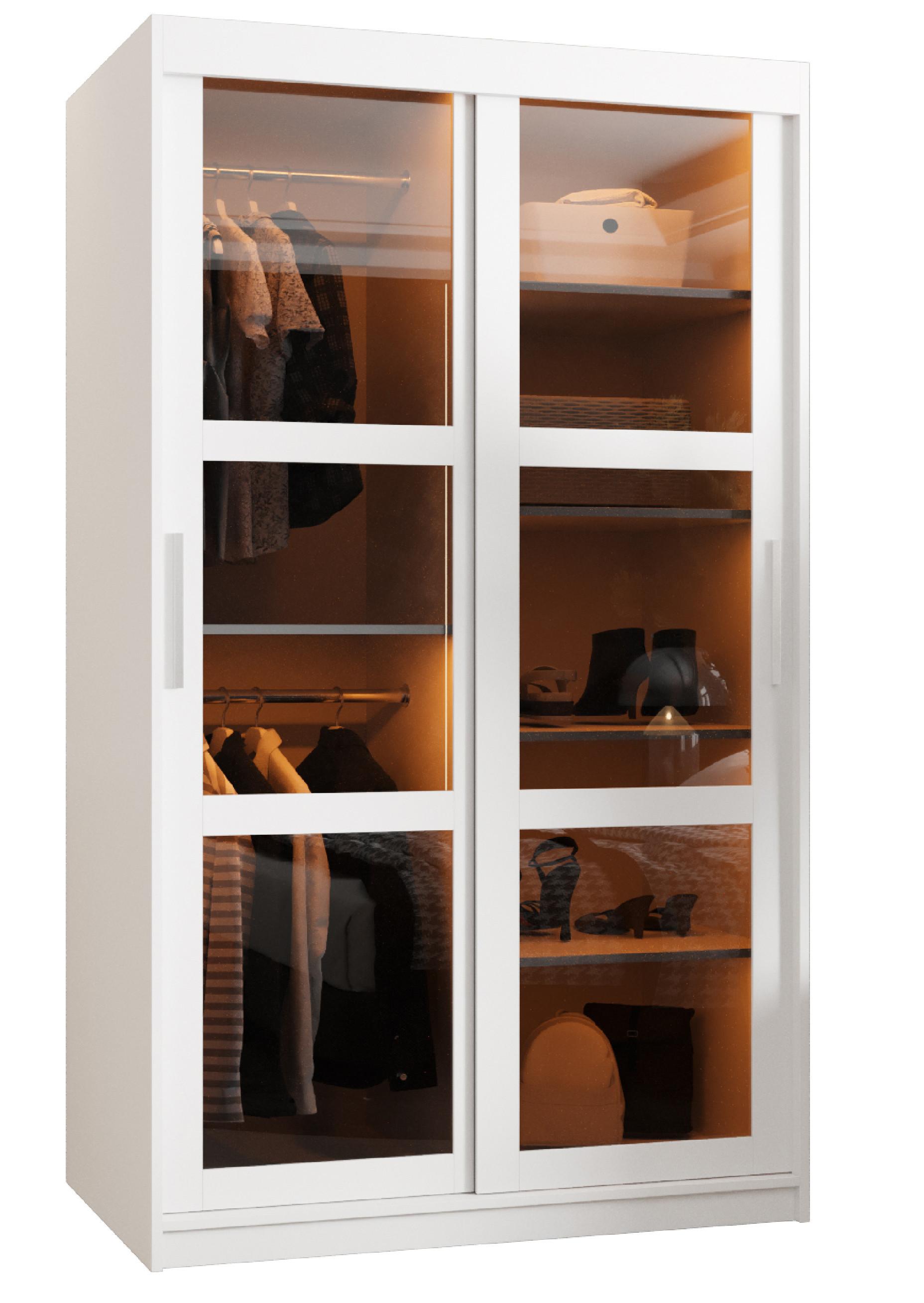 SCHWEBETÜRENSCHRANK 200/100/62 2-türig - Silberfarben/Weiß, Holz/Kunststoff (100/200/62cm) - Abiks Möbel