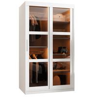SCHWEBETÜRENSCHRANK 200/100/62 2-türig - Silberfarben/Weiß, Holz/Kunststoff (100/200/62cm) - Abiks Möbel