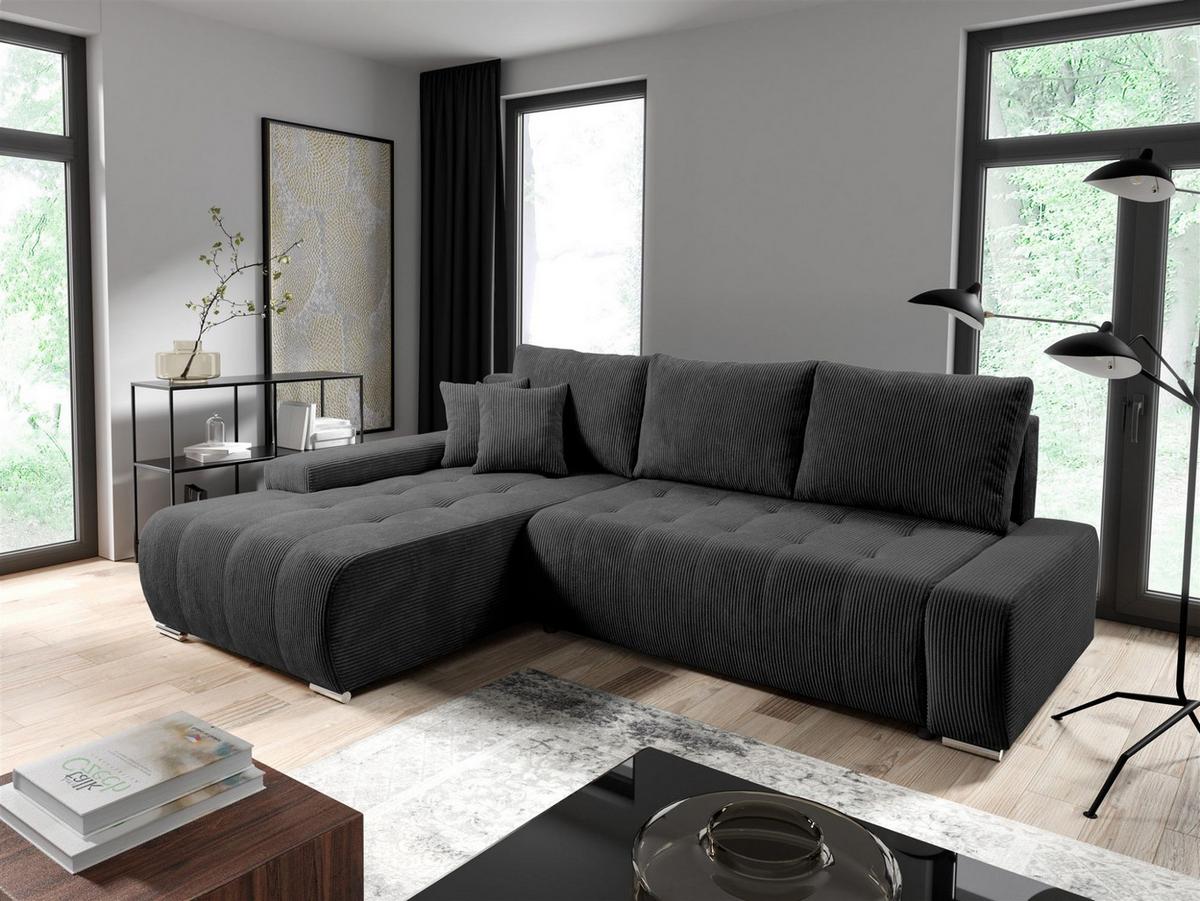 ECKSOFA Vogar In Poso - Dunkelgrau, Holzwerkstoff/Textil (265/185cm) - Fun Möbel