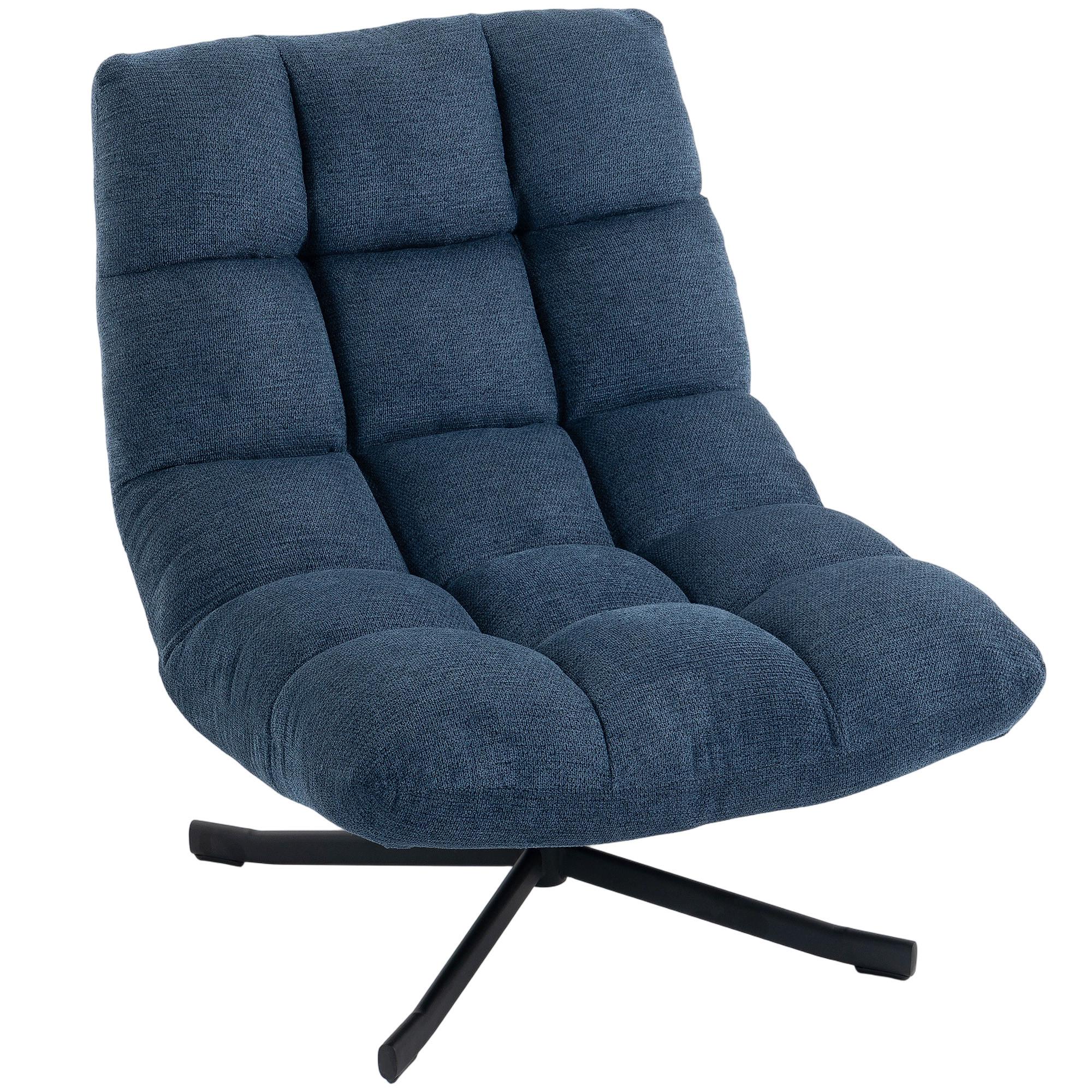 SESSEL Polyester Dunkelblau - Schwarz/Dunkelblau, Textil/Metall (75/90/95cm) - HOMCOM