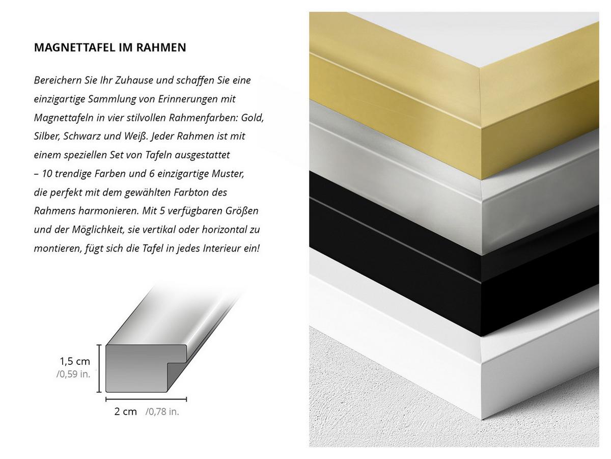 MAGNETTAFEL 50x50 cm Silberner Rahmen Farbe Schwarz - Schwarz Hochglanz, Metall (50/50/0.4cm) - TULUP