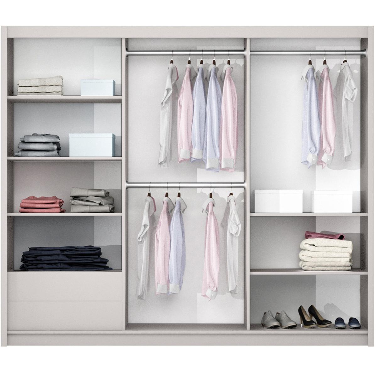 SCHWEBETÜRENSCHRANK Travis mit 2 Türen und LED-Beleuchtung, 250 cm, Kaschmir - Kaschmir, Holzwerkstoff (250/215/65cm) - Beautysofa