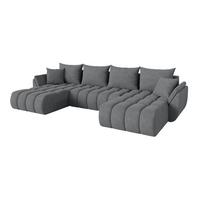 WOHNLANDSCHAFT mit Schlaffunktion und Bettkasten TOKO-U-v1 378x194x86 Grau Velours - Taupe/Schwarz, Holzwerkstoff/Kunststoff (378/86/194cm) - ALTDECOR