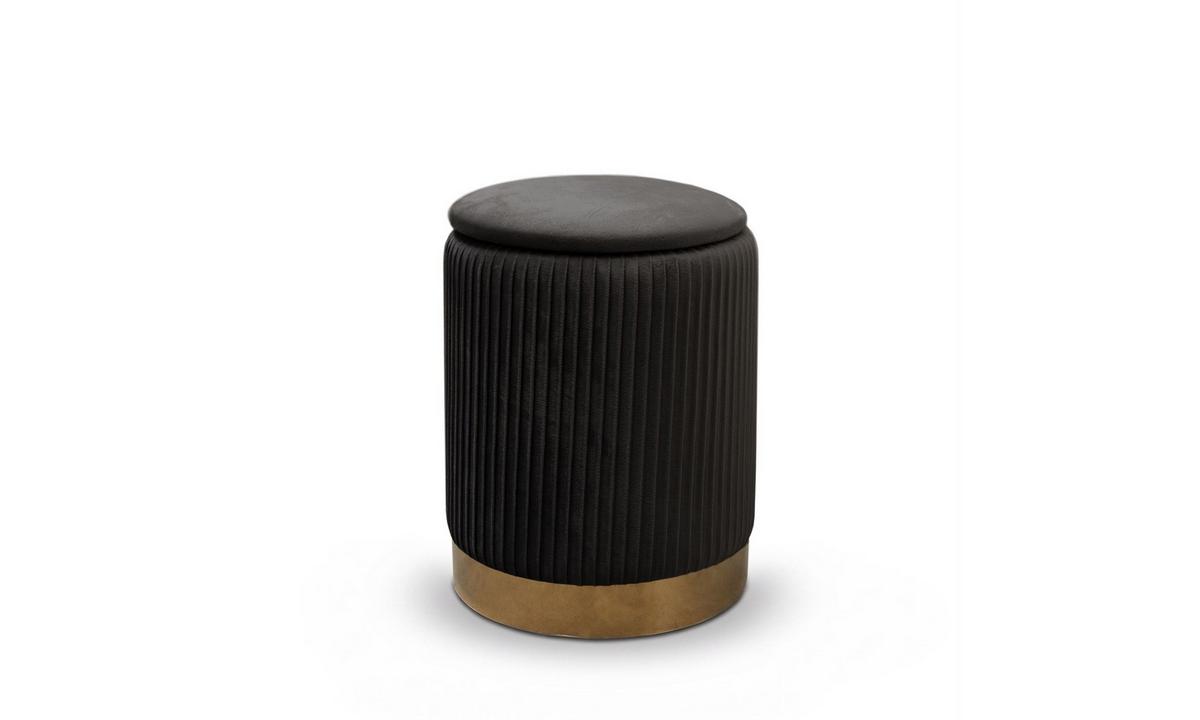 HOCKER-SET GEMINI 37/37/42 cm Schwarz - Goldfarben/Schwarz, Textil/Metall (37/42/37cm) - Lookway
