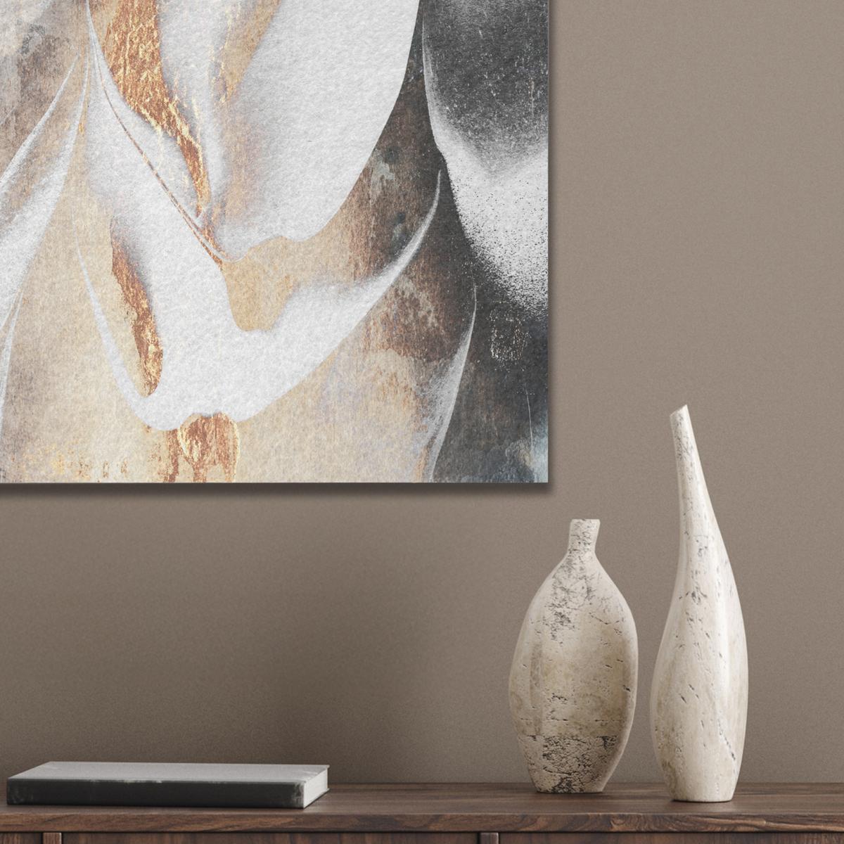 AKUSTIKBILD Luxus - Abstrakt - Gold - Weiß Wandbilder 60x60 cm - Goldfarben, Kunststoff (60/60/0.9cm) - MuchoWow