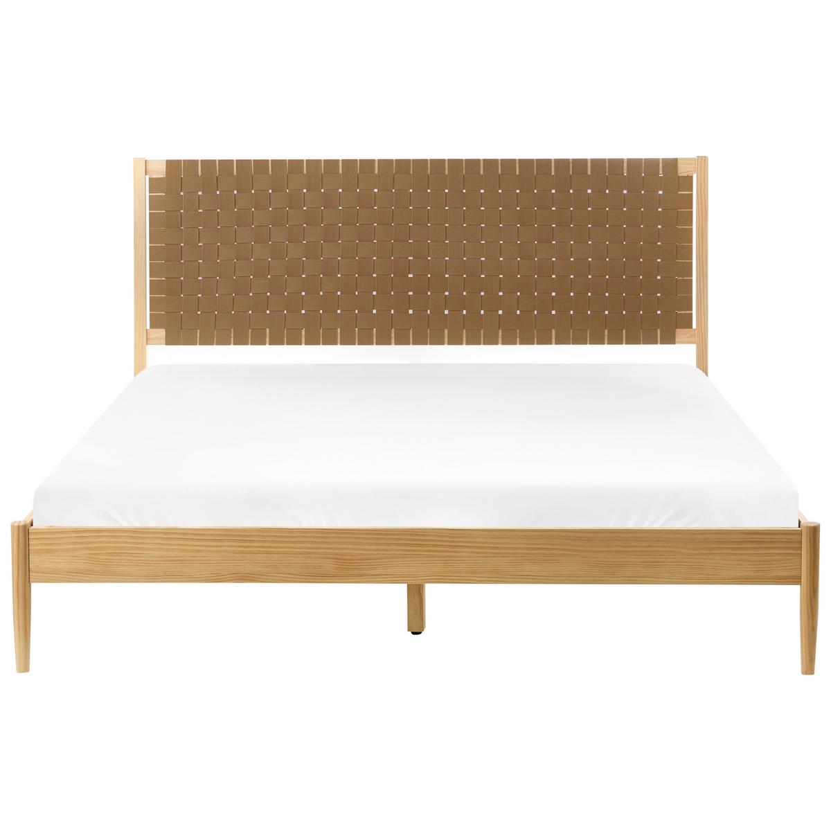 BETT mit Lattenrost 180/200 cm Hellbraun Brunemont - Hellbraun, Holz (180/200cm) - Beliani