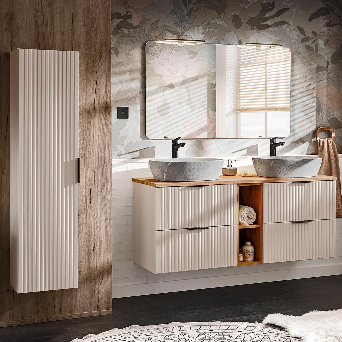 DOPPELWASCHTISCH 140.8cm Adriel Beige - Beige, Holzwerkstoff (140.8/59/46cm) - Petits-meubles
