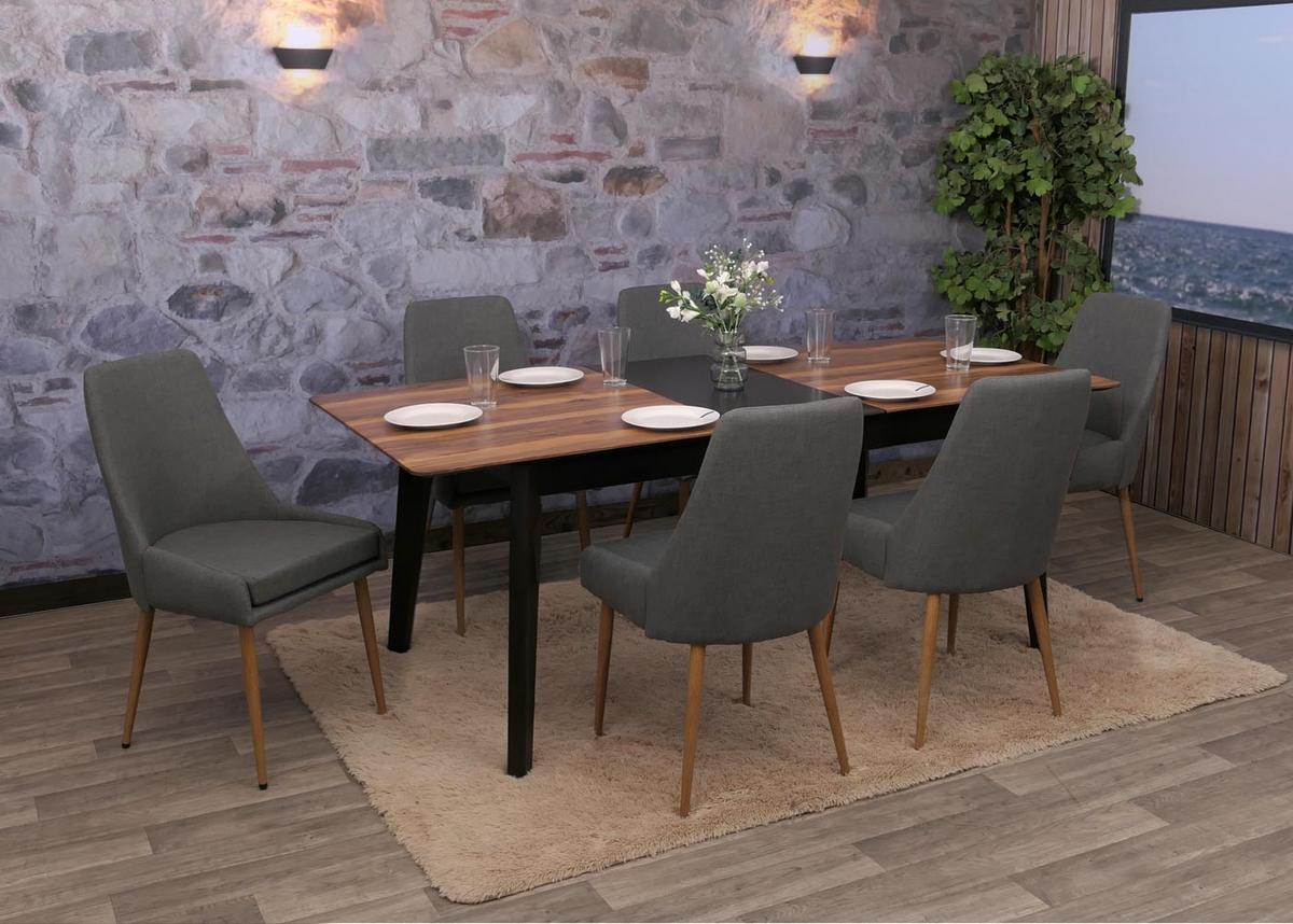 ESSZIMMERSTUHL Grau 6er-Set - Dunkelgrau/Grau, Textil (50/92/60cm) - MCW