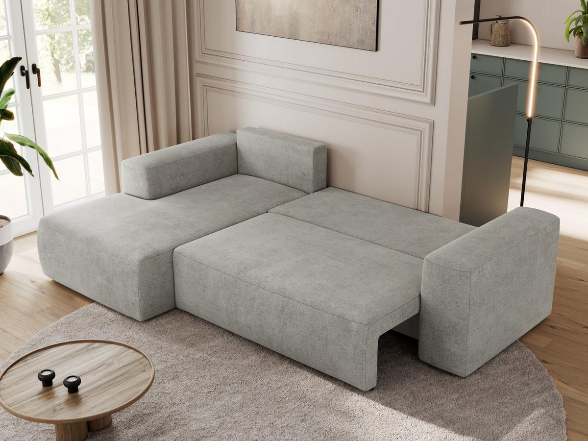 ECKSOFA TRENTINO L Hellgrau Stukture - Links - Hellgrau/Schwarz, Kunststoff/Textil (266/164cm) - MKS