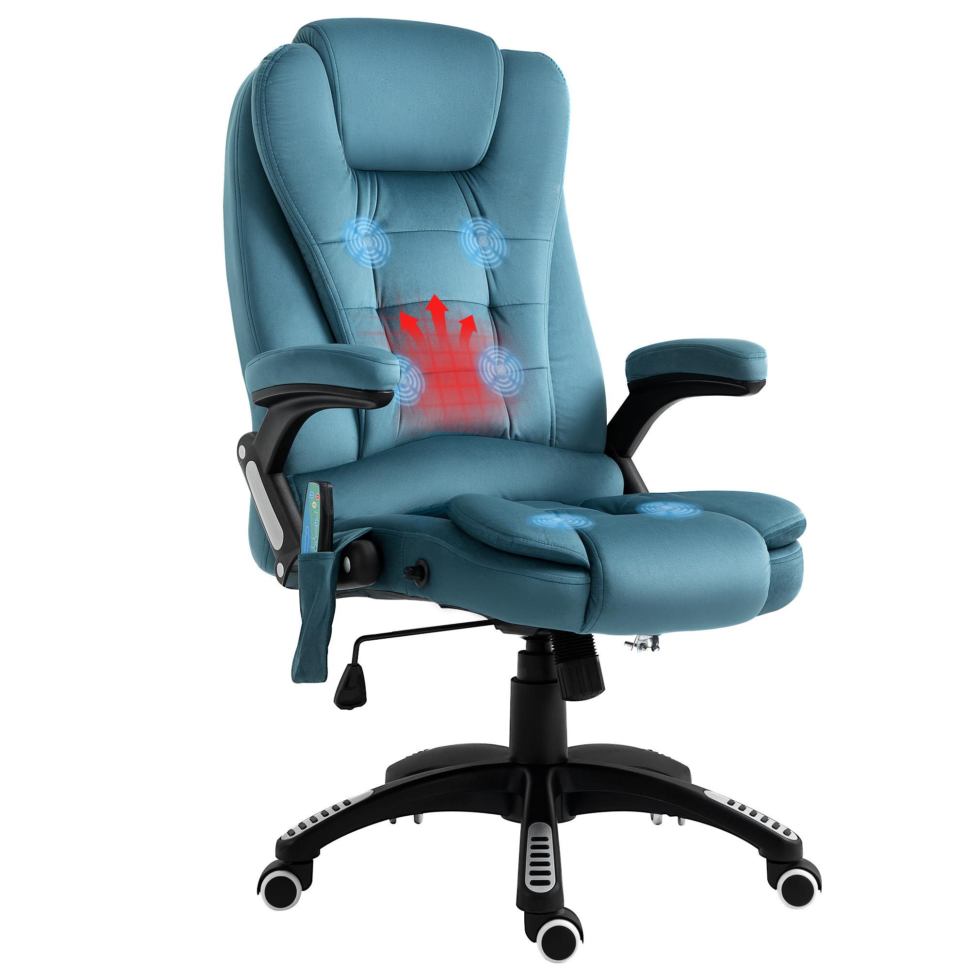 MASSAGESESSEL Chefsessel Gamingstuhl Drehstuhl Massagebürostuhl Blau - Blau/Schwarz, Kunststoff/Textil (74/116/67cm) - Vinsetto
