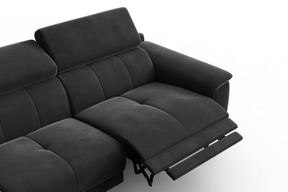 ECKSOFA FIERO 4-Sitzer LINKS, Schwarzer Veloursstoff - Schwarz, Holz/Textil (288/170cm) - Courtois Laville